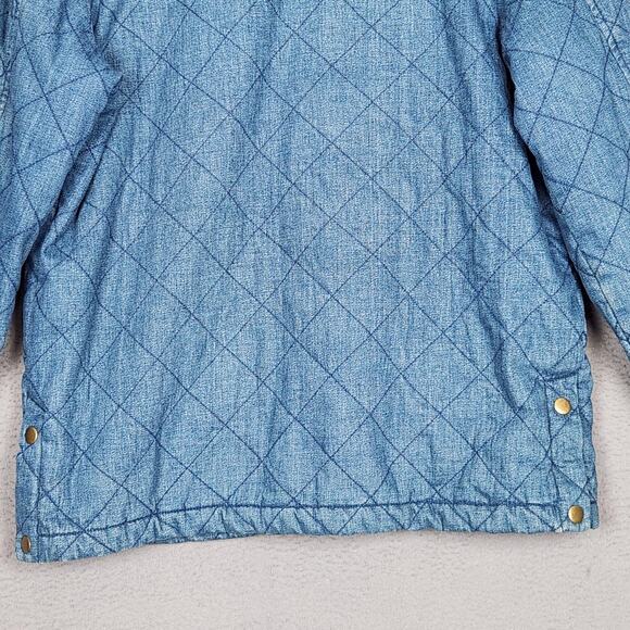 Talbots Jacket Womens Small Blue Quilted Denim Corduroy Collar Lined Barn - Picture 8 of 15